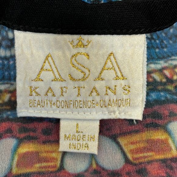 Asa Kaftans Women Kaftan Top Size Large Kimono Artsy Floral Boho C043 -13 - Picture 6 of 16